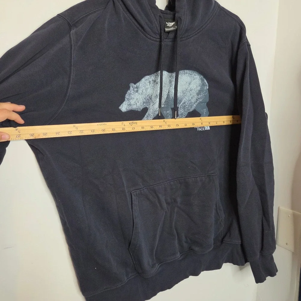 The North Face Mens XL Bear Graphic Hoodie Navy Blue Pullover Sweatshirt Fleece